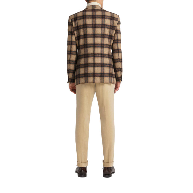Sacou barbati CARL GROSS Tedrick ModernFit carouri camel/maro [4]