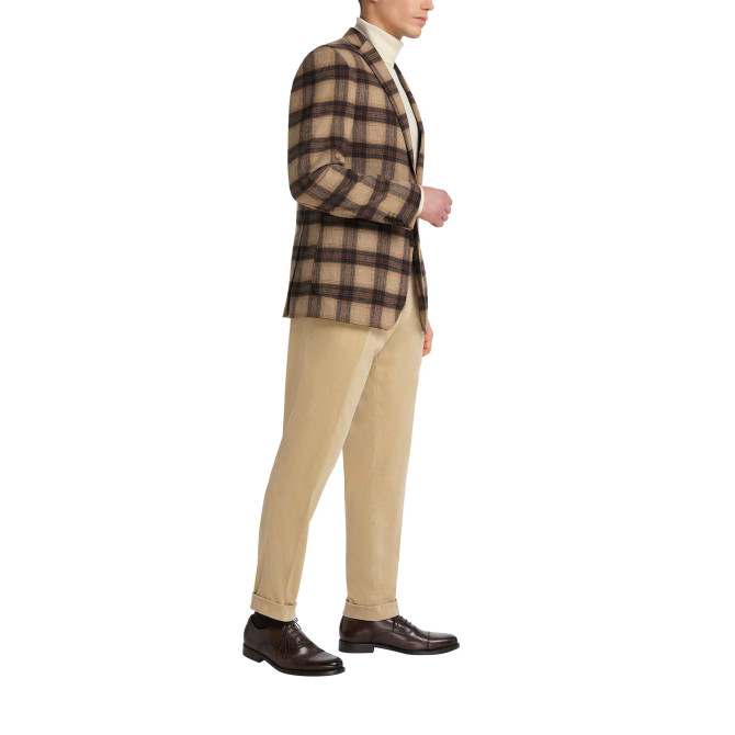 Sacou barbati CARL GROSS Tedrick ModernFit carouri camel/maro [5]