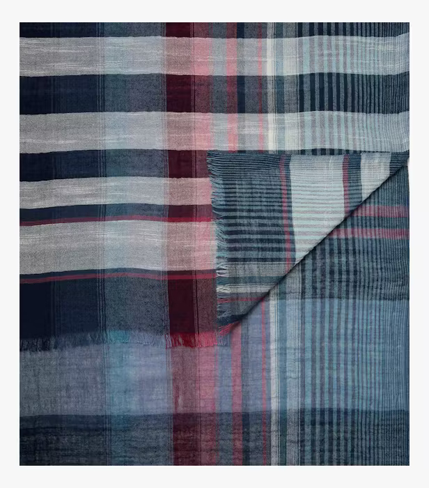 Esarfa subtire bumbac CASA MODA visiniu/bleumarin carouri [2]