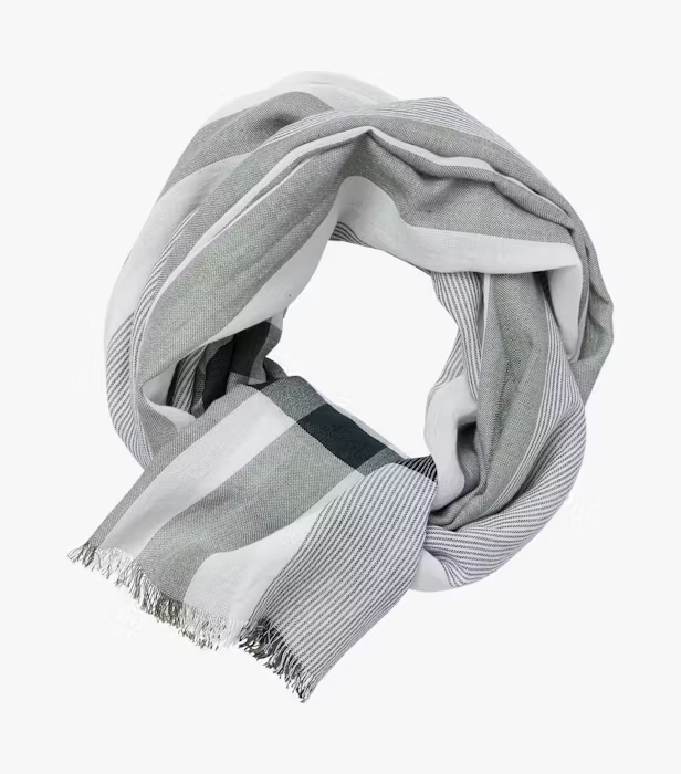 Esarfa subtire bumbac CASA MODA verde/gri dungi [1]