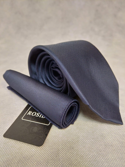 Set cadou cravata si batista barbati indigo structurat [1]