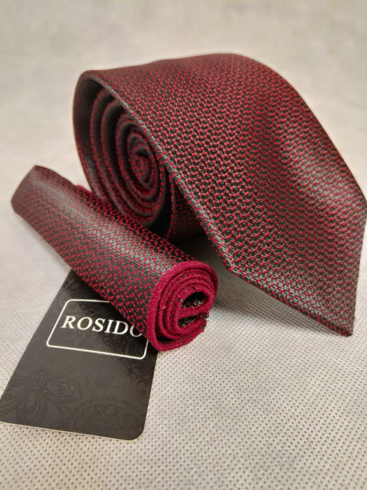 Set cadou cravata si batista barbati rosu/negru [1]