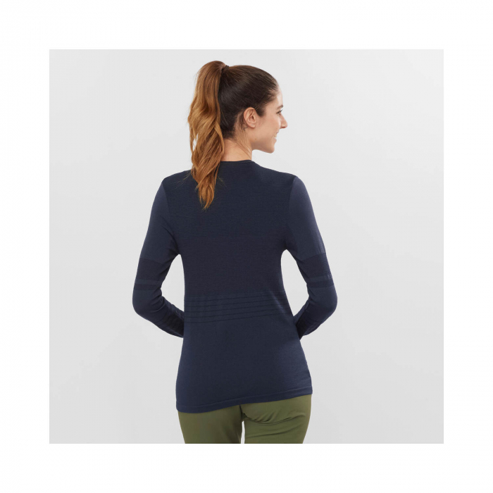 Bluza termica multisport lana femei SALOMON ESSENTIAL WOOL bleumarin [3]