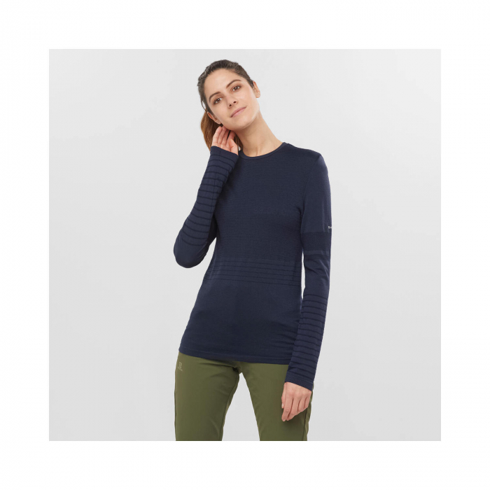 Bluza termica multisport lana femei SALOMON ESSENTIAL WOOL bleumarin [2]