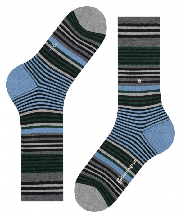 Sosete barbati BURLINGTON Stripe dungulite verde/bleu 40-46 [5]