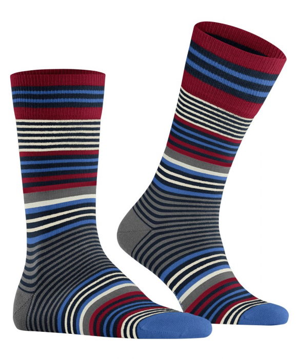 Sosete barbati BURLINGTON Stripe dungulite gri/rosu 40-46 [3]