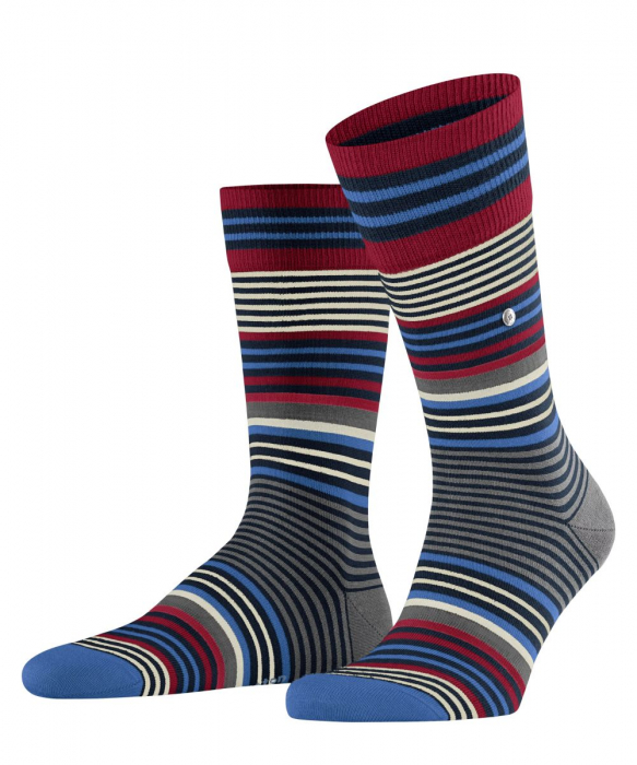 Sosete barbati BURLINGTON Stripe dungulite gri/rosu 40-46 [1]