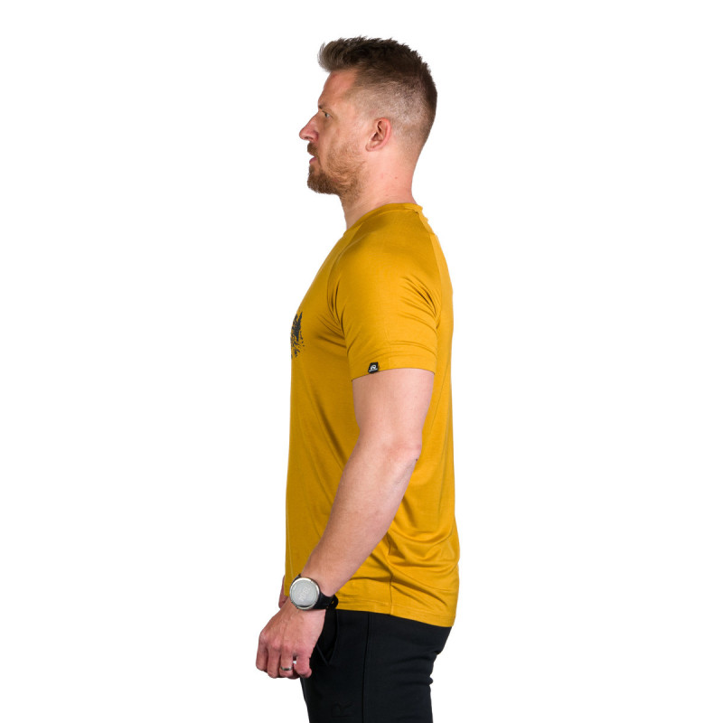 Tricou bambus barbati NORTHFINDER JOSH galben print montan [2]