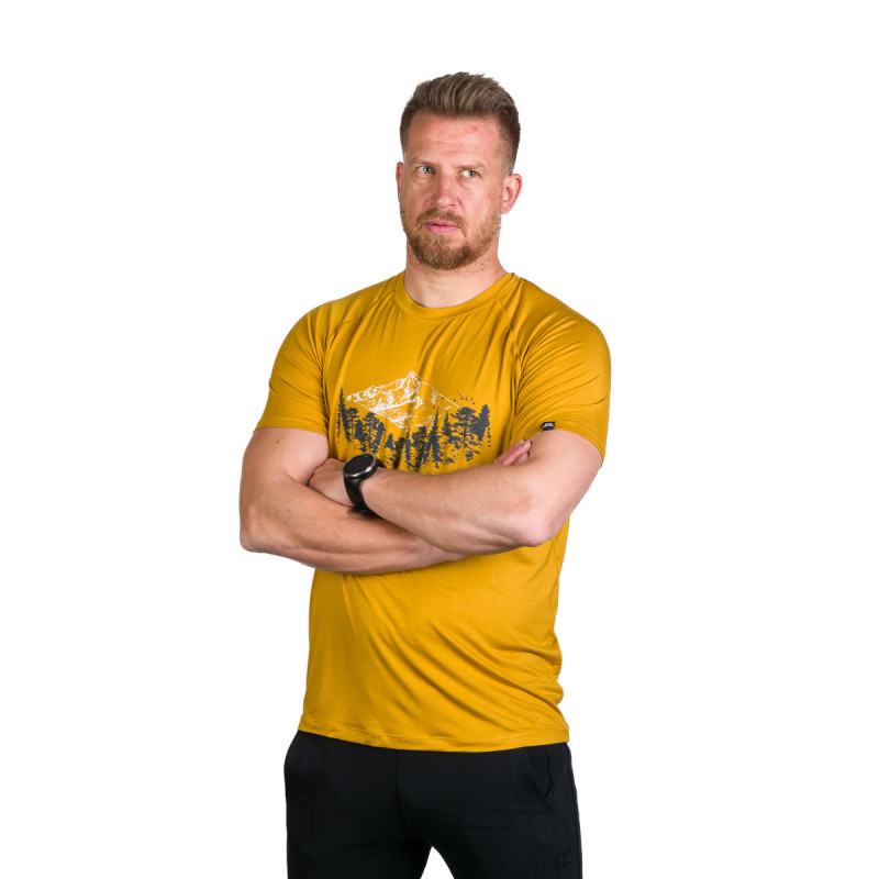 Tricou bambus barbati NORTHFINDER JOSH galben print montan [4]