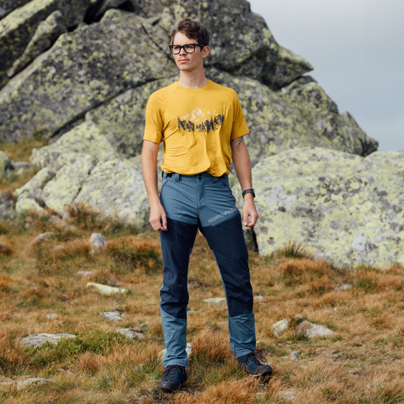 Tricou bambus barbati NORTHFINDER JOSH galben print montan [5]