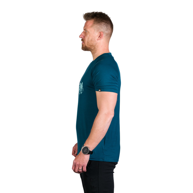 Tricou bambus barbati NORTHFINDER JOSH turcoaz print montan [2]