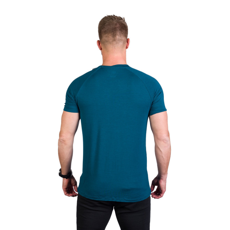 Tricou bambus barbati NORTHFINDER JOSH turcoaz print montan [3]