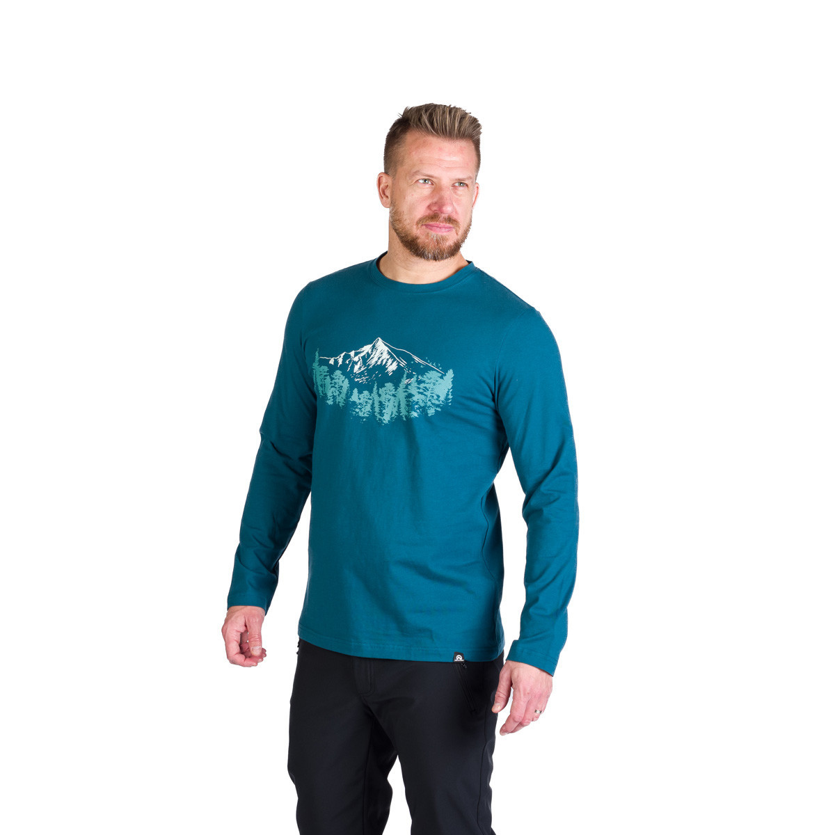 Bluza bumbac cu maneca lunga barbati Stewart turcoaz [1]