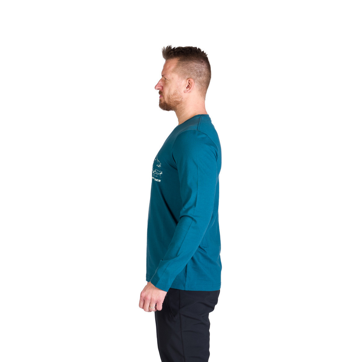 Bluza bumbac barbati NORTHFINDER Thornton turcoaz  imprimeu montan [3]