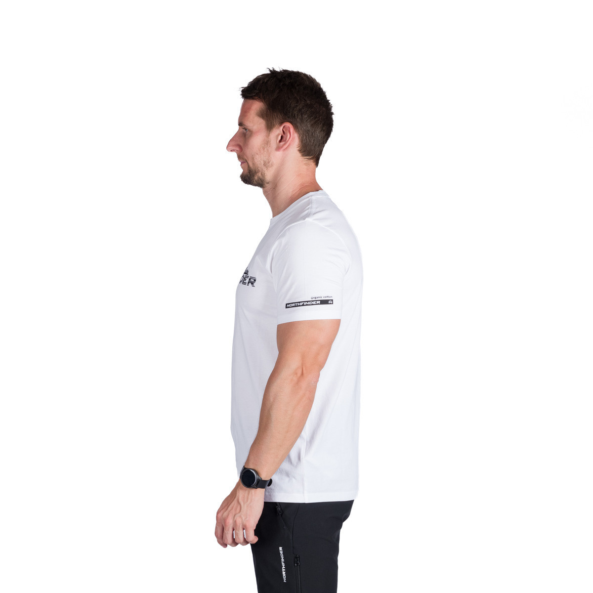 Tricou outdoor bumbac organic barbati NORTHFINDER FERDINAND alb logo [3]