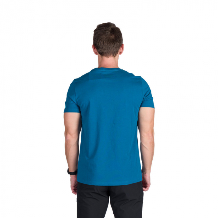 Tricou outdoor bumbac organic barbati NORTHFINDER BIRGER turcoaz print montan [3]