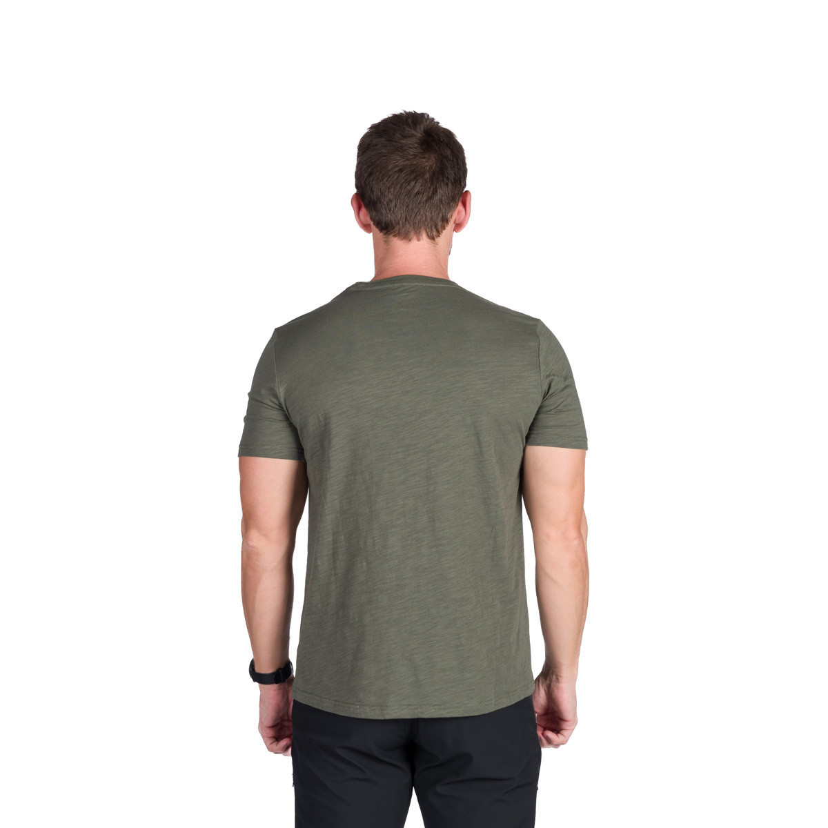 Tricou outdoor bumbac organic slub barbati NORTHFINDER JOSEF kaki logo [2]