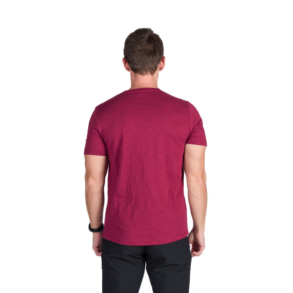 Tricou outdoor bumbac organic slub barbati NORTHFINDER JOSEF visiniu logo [2]