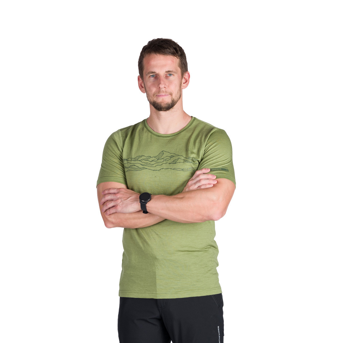 Tricou lana merinos barbati outdoor NORTHFINDER RAINER oliv print montan [1]
