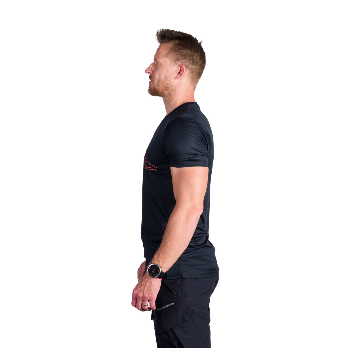 Tricou tehnic multisport barbati NORTHFINDER NICLAS negru print montan [3]