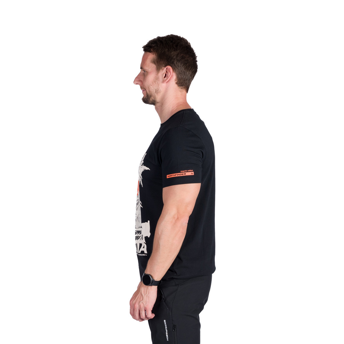 Tricou sport bărbați bumbac organic NORTHFINDER JANNICK negru California [3]