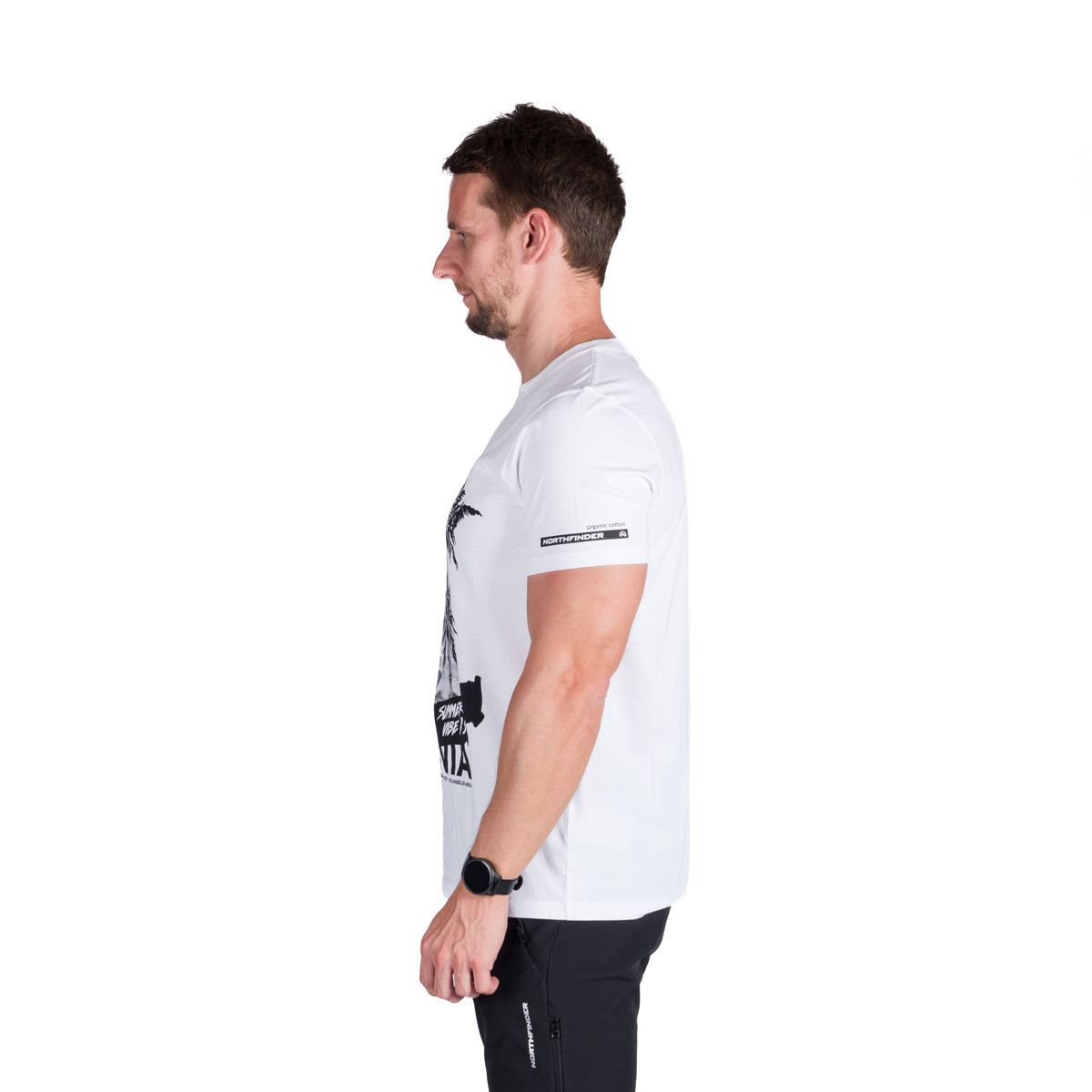 Tricou sport bărbați bumbac organic NORTHFINDER JANNICK alb California [3]