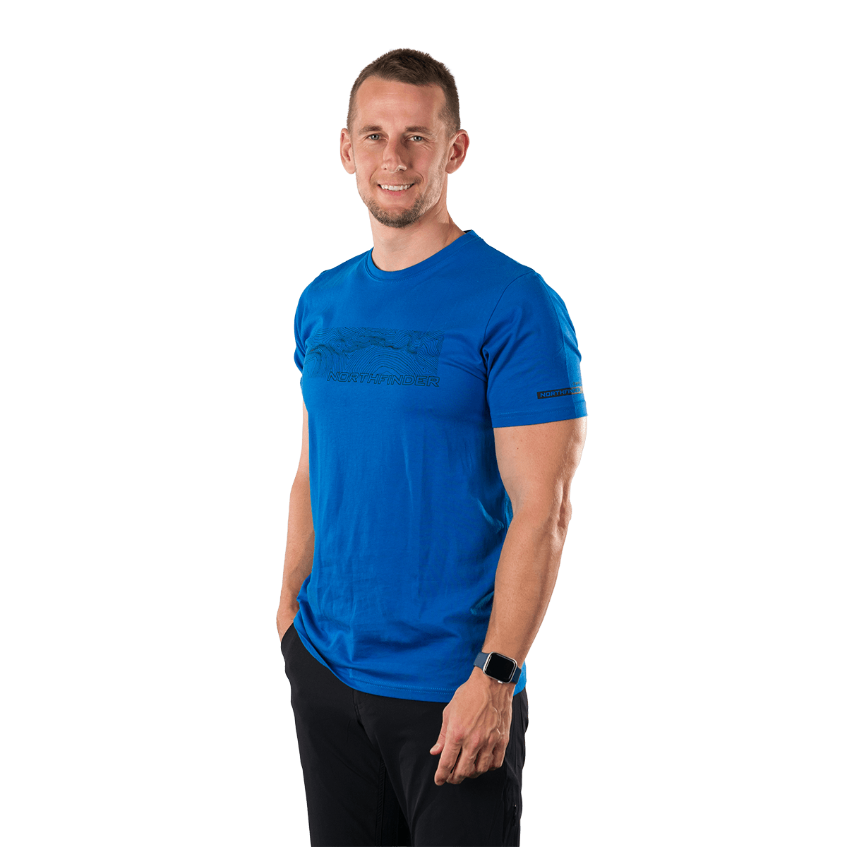 Tricou bumbac organic barbati NORTHFINDER AMAD albastru [2]