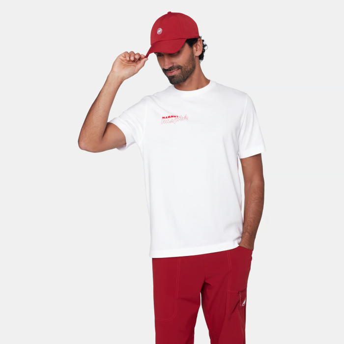 Tricou bumbac organic barbati MAMMUT Base MULTI-PITCH alb print alpinism [3]