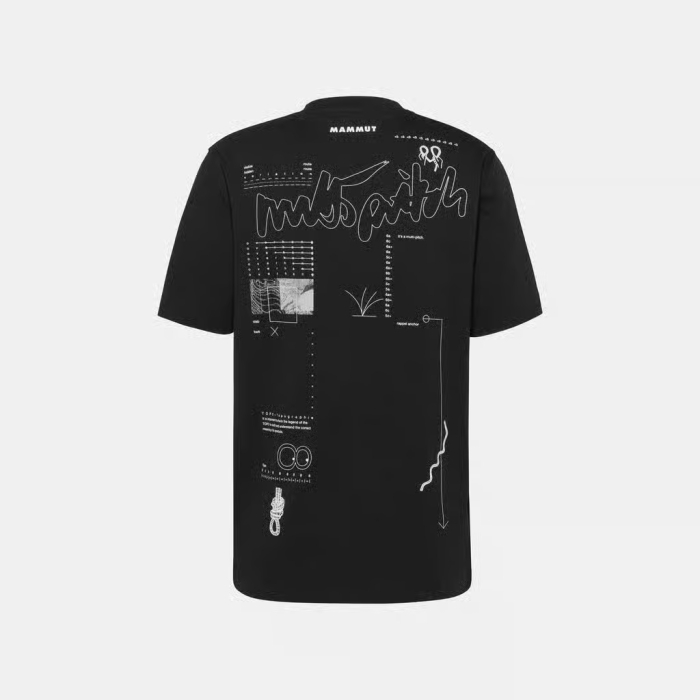 Tricou bumbac organic barbati MAMMUT Base MULTI-PITCH negru print alpinism [3]