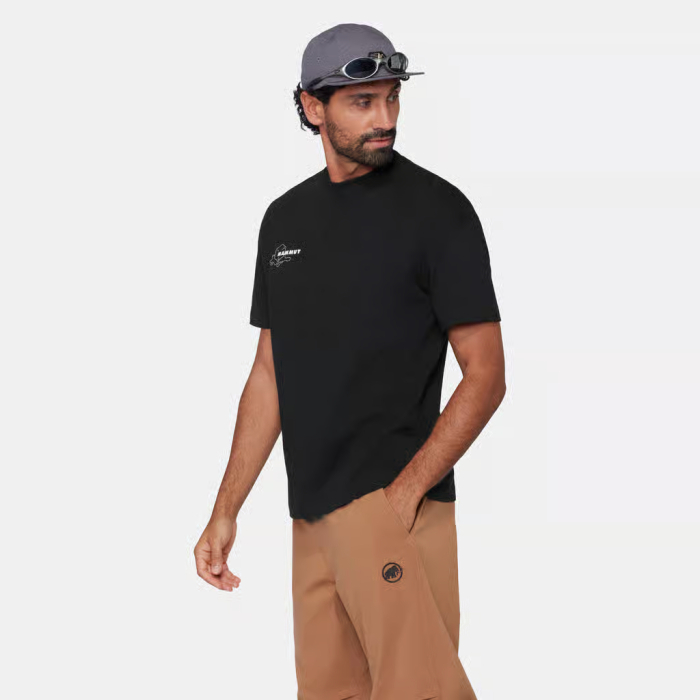 Tricou bumbac organic barbati MAMMUT BASE RELAXED GLACIER negru print ghetar [4]