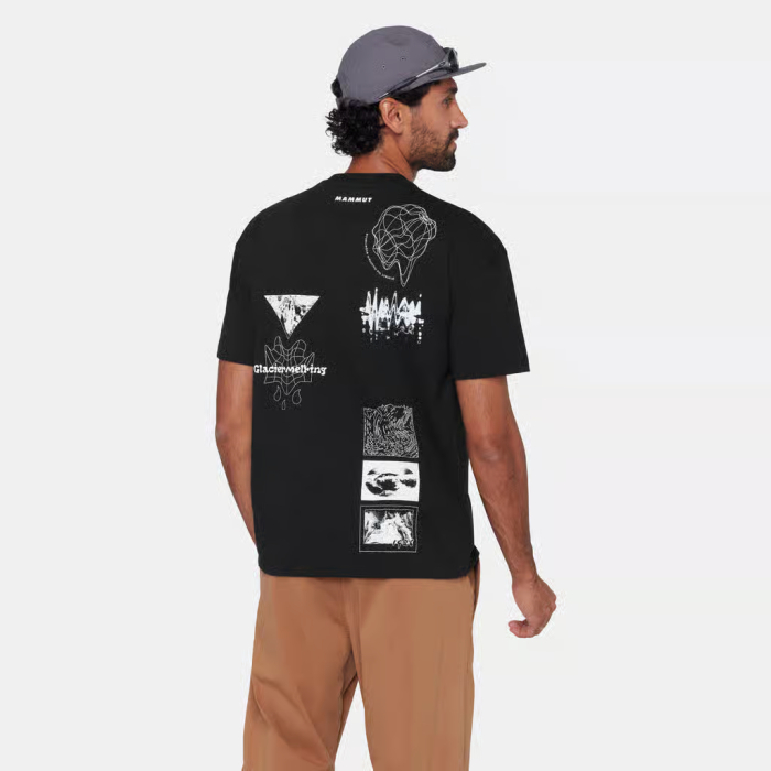 Tricou bumbac organic barbati MAMMUT BASE RELAXED GLACIER negru print ghetar [5]