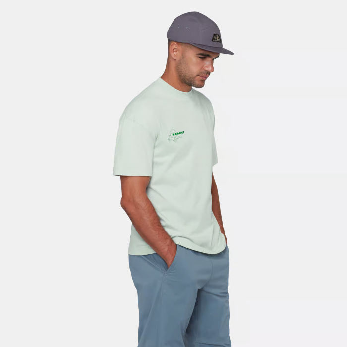 Tricou bumbac organic barbati MAMMUT BASE RELAXED GLACIER vernil print ghetar [3]