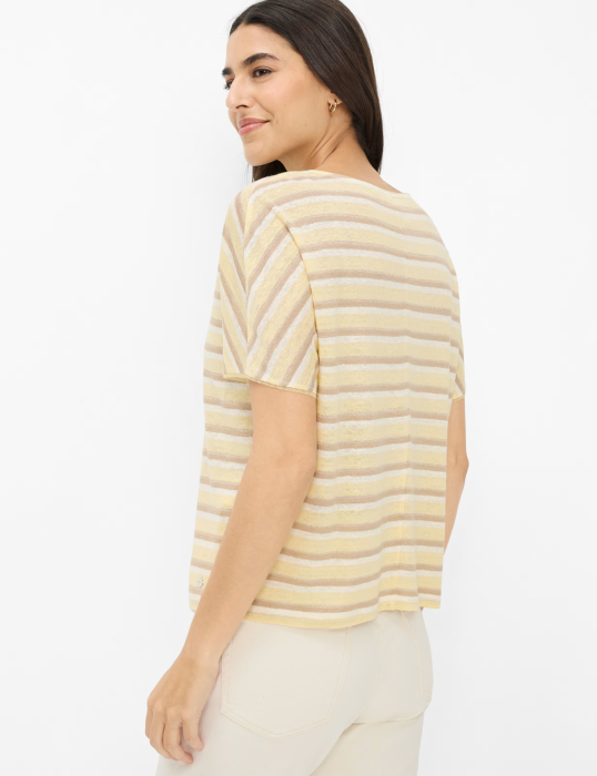 Tricou din in guler rotund femei BRAX CAELEN S galben dungi [3]