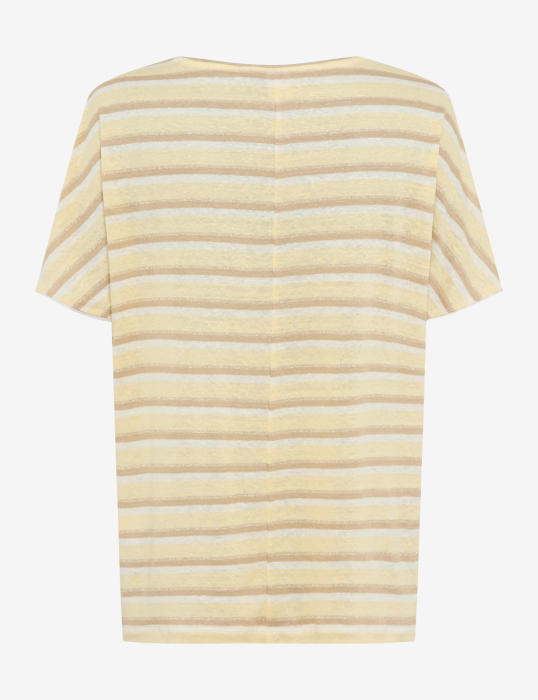 Tricou din in guler rotund femei BRAX CAELEN S galben dungi [7]