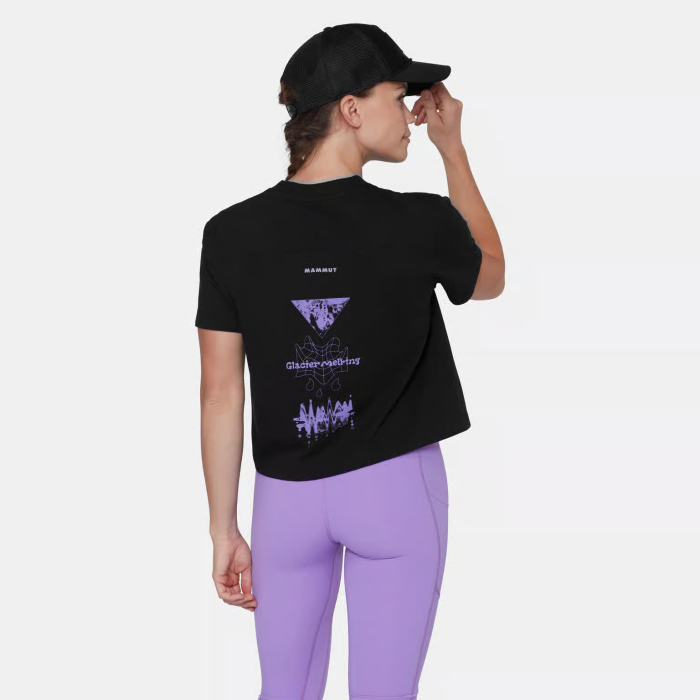 Tricou scurt bumbac organic femei MAMMUT BASE CR.GLACIER negru print ghetar [3]