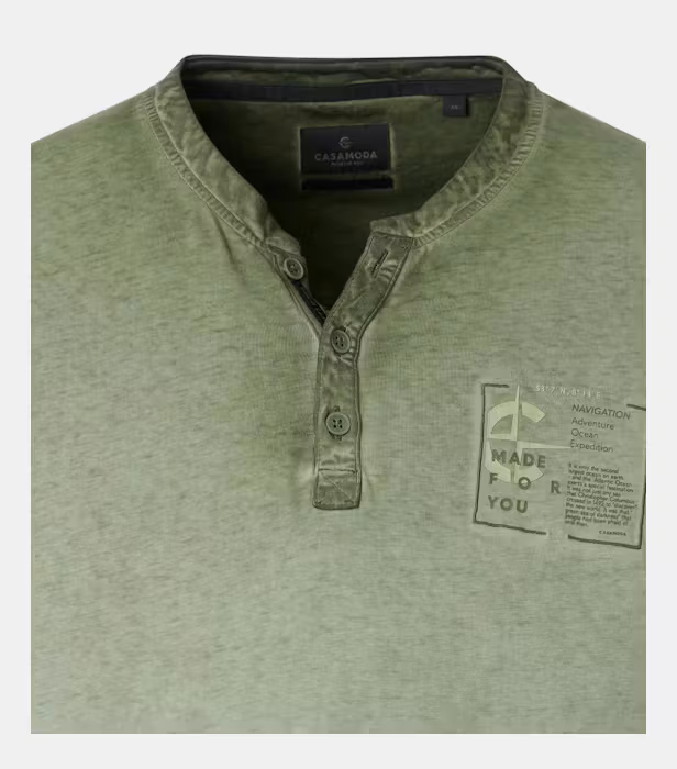 Tricou Henley bumbac barbati CASA MODA kaki [3]