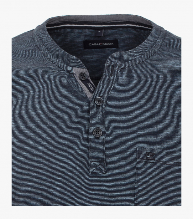 Tricou Henley bumbac barbati CASA MODA albastru melanj [3]