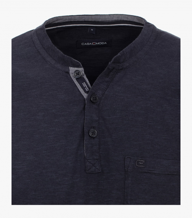 Tricou Henley bumbac barbati CASA MODA bleumarin melanj [3]