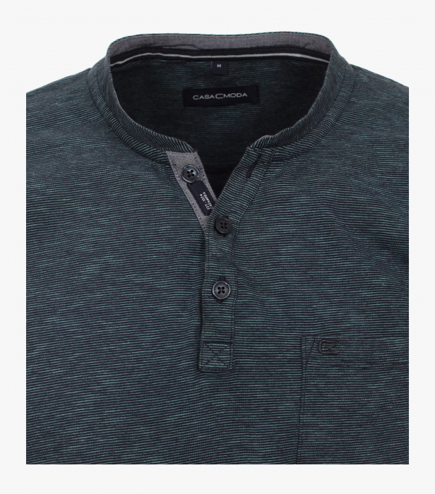 Tricou Henley bumbac barbati CASA MODA turcoaz melanj [3]