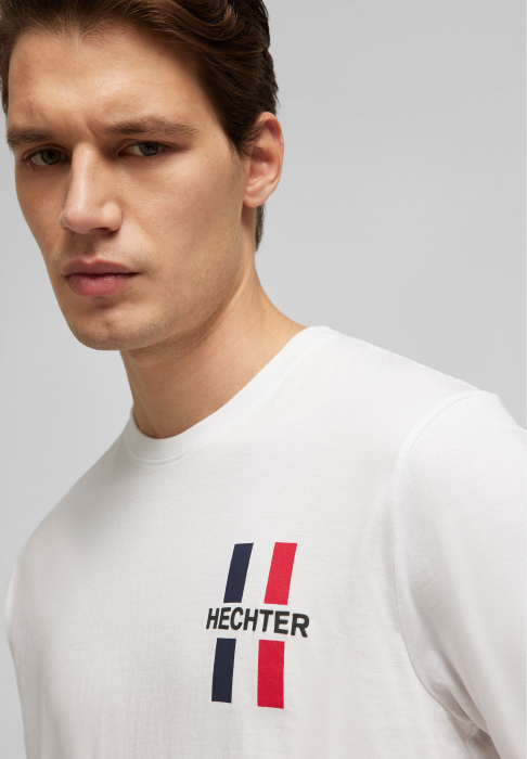 Tricou jerseu bumbac barbati HECHTER alb logo H tricolor [3]