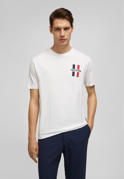 Tricou jerseu bumbac barbati HECHTER alb logo H tricolor [6]