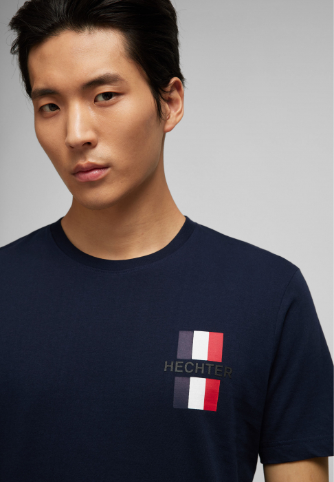 Tricou jerseu bumbac barbati HECHTER bleumarin logo H tricolor [3]