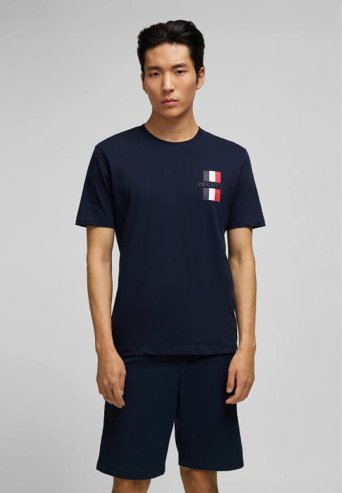 Tricou jerseu bumbac barbati HECHTER bleumarin logo H tricolor [6]