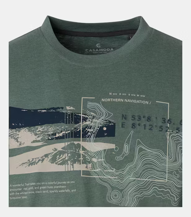 Tricou O Neck barbati CASA MODA Northern Navigation verde [3]
