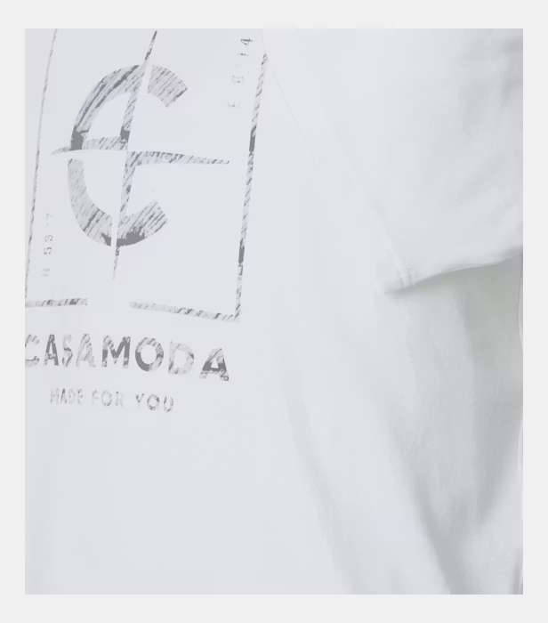 Tricou O Neck barbati CASA MODA logo alb [4]