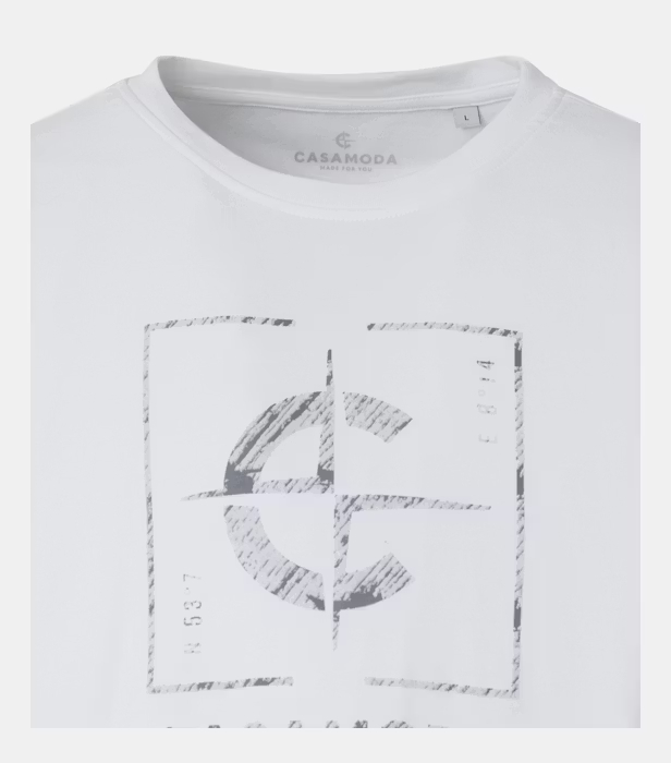 Tricou O Neck barbati CASA MODA logo alb [3]