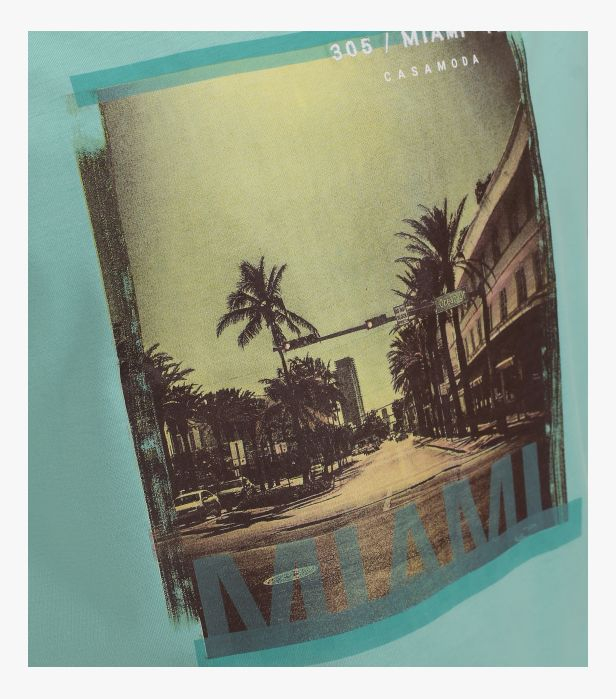 Tricou O Neck bumbac CASA MODA "Sunshine State" turcoaz [2]