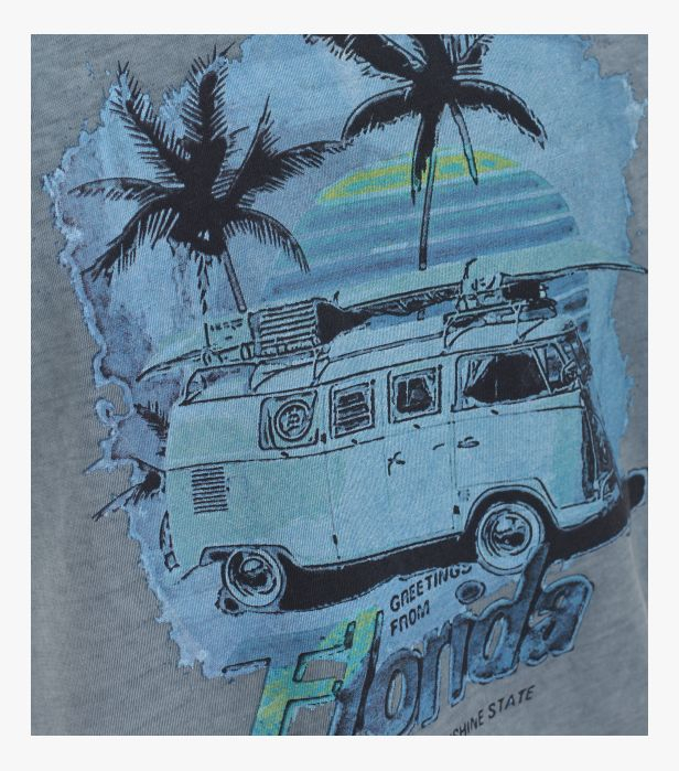 Tricou bumbac O Neck barbati CASA MODA albastru print estival [2]