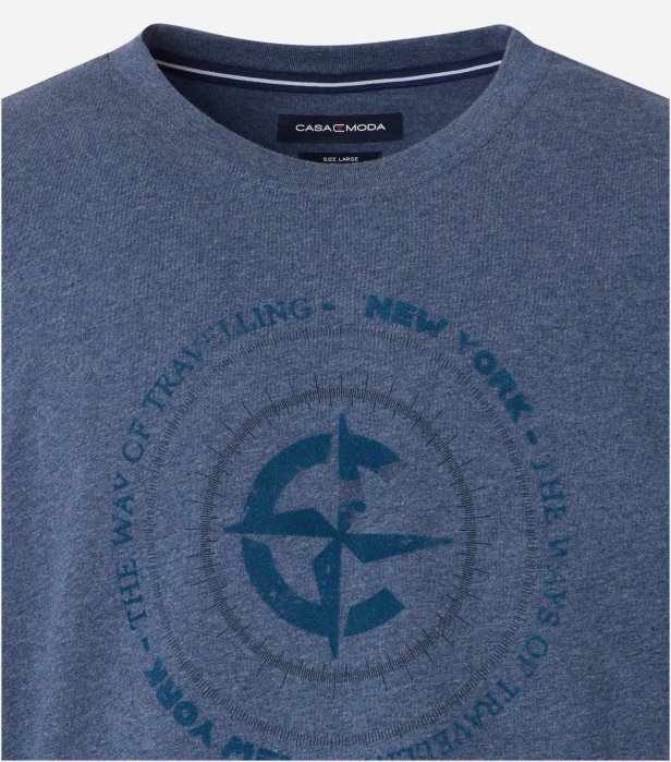 Tricou bumbac O-neck barbati CASA MODA NEW YORK albastru denim [3]