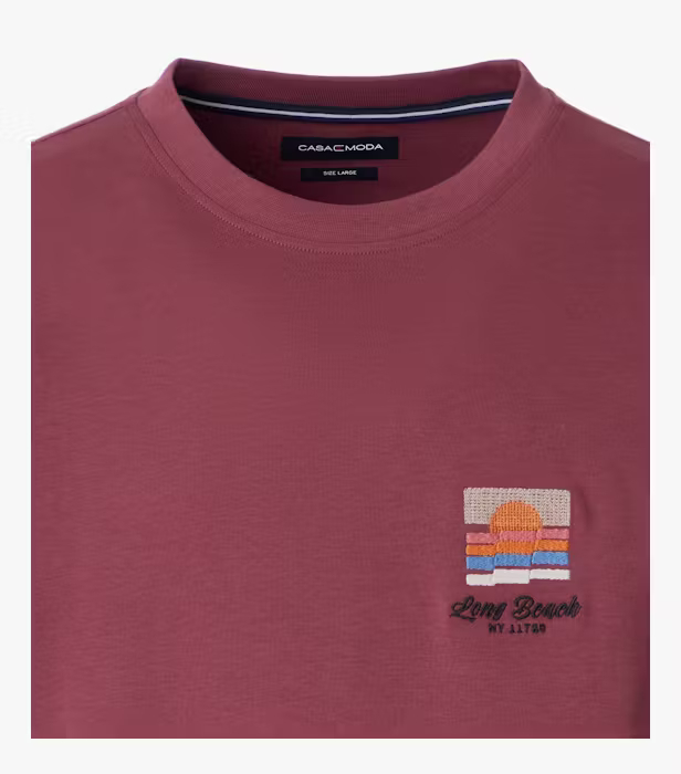 Tricou O Neck bumbac barbati CASA MODA New York visiniu [3]
